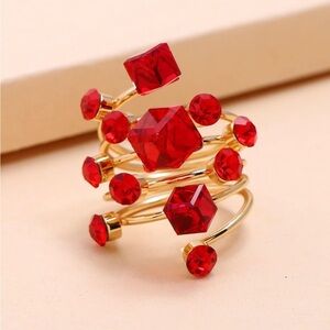 Emerald Luxe Red Crystal Coil Ring